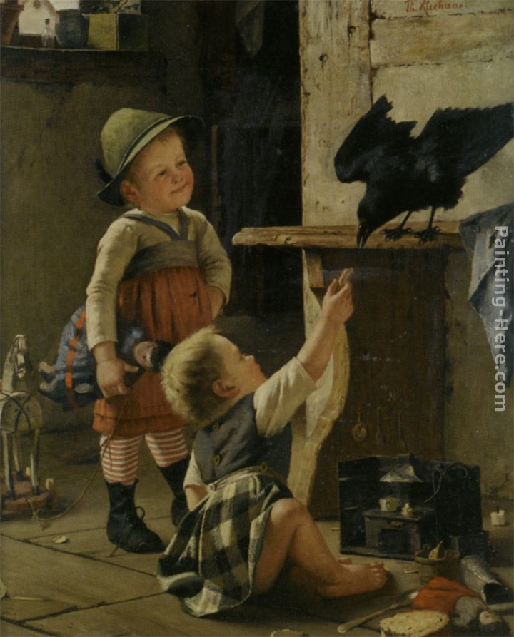 Feeding the Pet painting - Theodore Kleehaas Feeding the Pet art painting